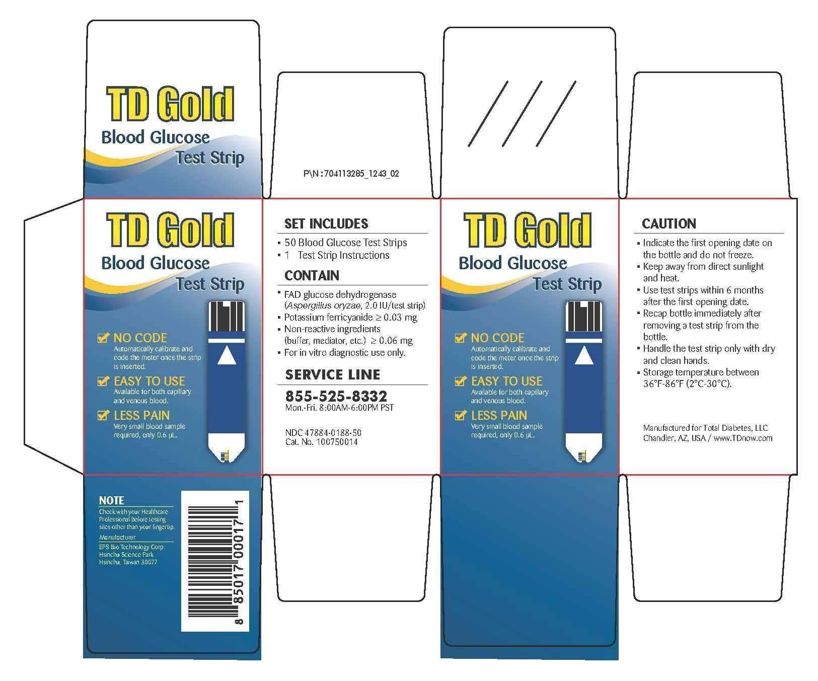 50 TD Gold Blood Glucose Test Strip